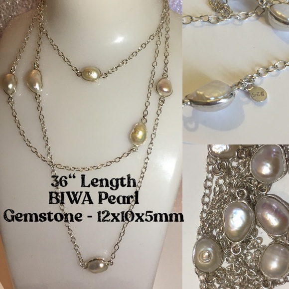 3x Honey Citrine Garnet Quartz BIWA Pearl Necklace - Picture 6 of 11